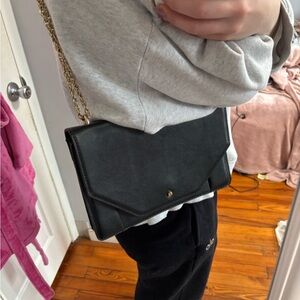 Banana Republic Black Shoulder Bag with Gold Chain